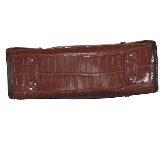 MC Western Faux Croc Shoulder Bag Brown Tooled Heart Clasp & Keychain - Picture 4 of 8